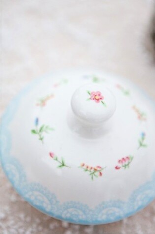 Svetloplavi porcelanski komadi na snežnoj pozadini